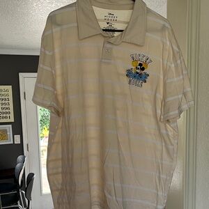Disney Beige and White Mickey Mouse Polo Shirt